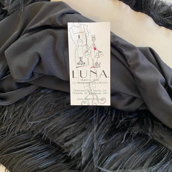 KARLIE Tuckernuck One Shoulder Tiered Black Feather Mini Dress Cocktail Party - Picture 10 of 12